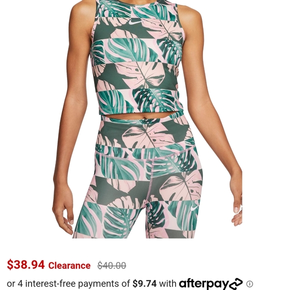 Nike Wide Neck Fast DRI FIT Palm Print Tank EUC Size XS - Picture 3 of 11